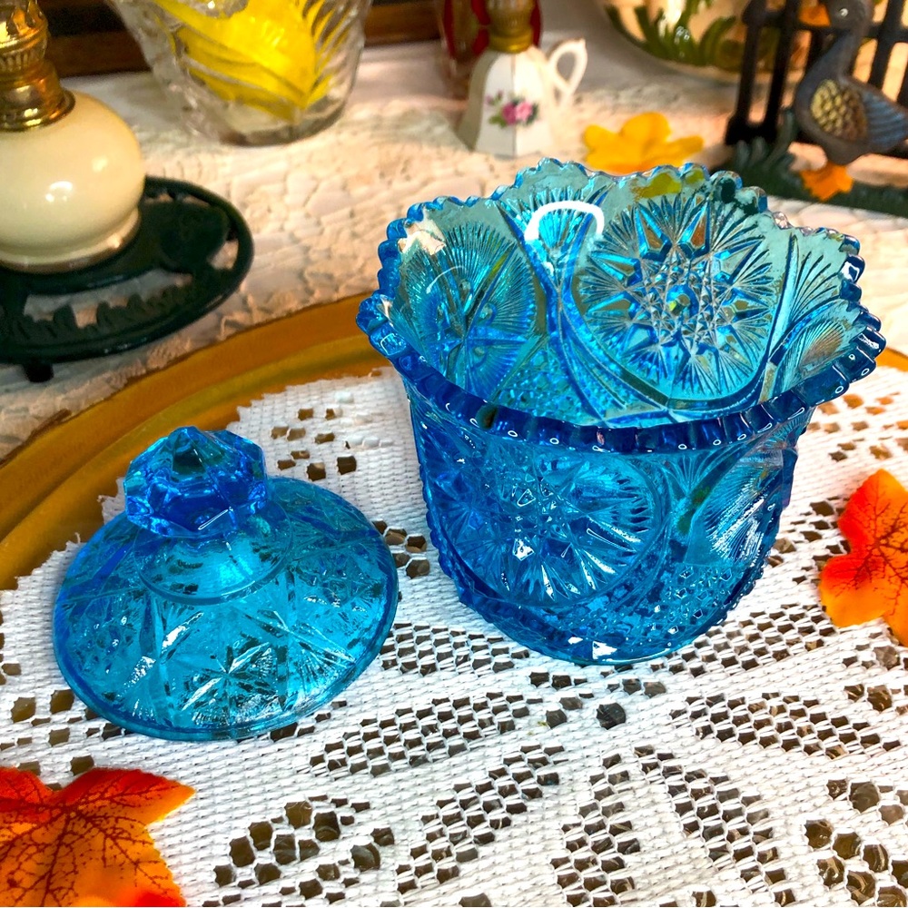 Kemple Wheaton aqua blue yutec sugar bowl
